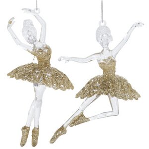 Набор елочных игрушек Балерина Кирстен в золотой пачке 15 см, 2 шт, подвеска Koopman фото 1
