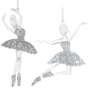 Набор елочных игрушек Балерина Кирстен в серебряной пачке 15 см, 2 шт, подвеска Koopman фото 1