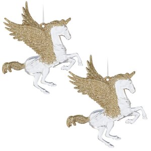 Елочная игрушка Единорог Ганэль с золотыми крыльями 15 см, 2 шт, подвеска