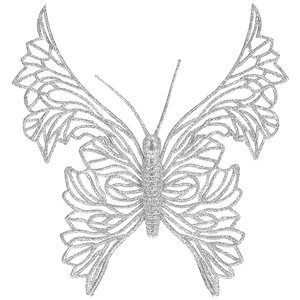 Елочное украшение Утонченная Бабочка 18 см серебряная, клипса Koopman фото 1