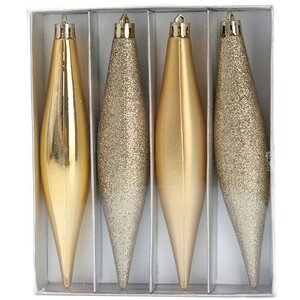 Набор елочных игрушек Сосульки Золотой Микс 15 см, 4 шт, подвеска Koopman фото 1