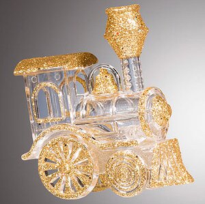 Елочная игрушка Волшебный Паровозик 9 см прозрачно-золотой, подвеска Holiday Classics фото 1