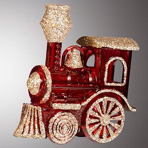 Елочная игрушка Волшебный Паровозик 9 см красно-золотой, подвеска Holiday Classics фото 1