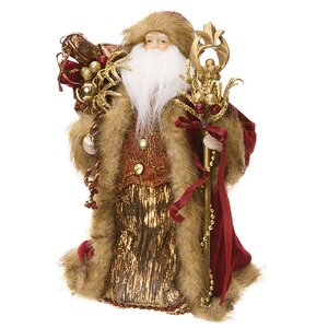 Дед Мороз в красно-золотой шубе с мешком 27 см Holiday Classics фото 1