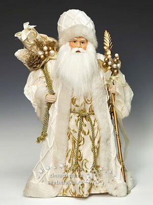 Дед Мороз кремово-золотой с подарками и елочкой, 46 см Holiday Classics фото 1