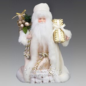Дед Мороз в кремово-белой шубе с подарками, 20 см Holiday Classics фото 1