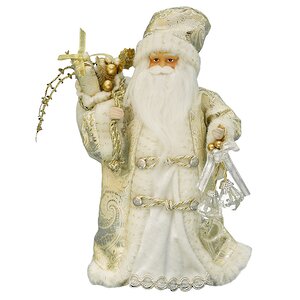 Дед Мороз в кремово-золотой шубе с мешком подарков, 30 см Holiday Classics фото 1