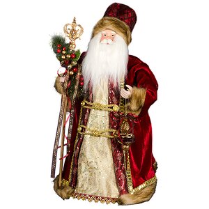 Дед Мороз в бордово-золотой шубе с посохом, 46 см Holiday Classics фото 1