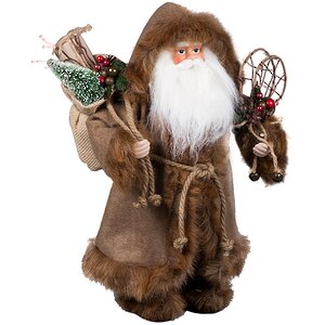 Санта-лесовичок в коричневой шубе и меховых унтах с подарками 40 см Holiday Classics фото 1