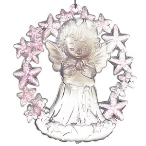 Елочная игрушка Небесный Ангелочек в Звездах 8*7 см жемчужно-розовый, подвеска Holiday Classics фото 1