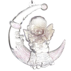 Елочная игрушка Небесный Ангелочек на Месяце 8*7 см жемчужно-розовый, подвеска Holiday Classics фото 1
