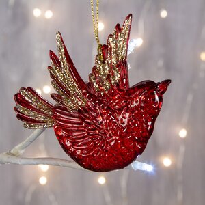 Елочная игрушка Птичка Изящная красная 8 см, подвеска Holiday Classics фото 1