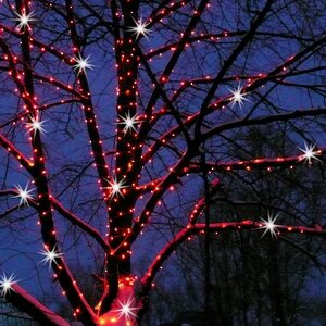 Гирлянды на дерево Клип Лайт Quality Light 60 м, 600 красных LED ламп, с мерцанием, прозрачный ПВХ, IP44 BEAUTY LED фото 1