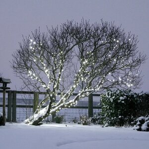 Гирлянды на дерево Клип Лайт Quality Light 100 м, 1000 холодных белых LED ламп, черный ПВХ, IP44