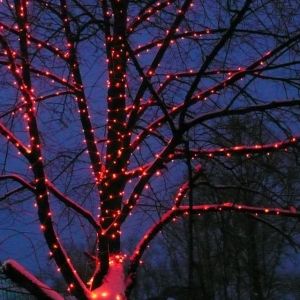 Гирлянды на дерево Клип Лайт Quality Light красные LED лампы, с мерцанием, прозрачный ПВХ, IP44