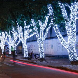 Гирлянды на дерево Клип Лайт Quality Light холодные белые LED лампы, с мерцанием, прозрачный ПВХ, IP44