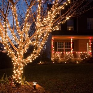 Гирлянды на дерево Клип Лайт Quality Light теплые белые LED лампы, с мерцанием, прозрачный ПВХ, IP44
