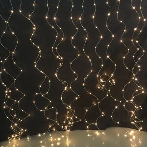 Гирлянда штора Капельки Росы 95*95 см, 100 теплых белых мини LED ламп, серебряная проволока, IP20 Snowhouse фото 2