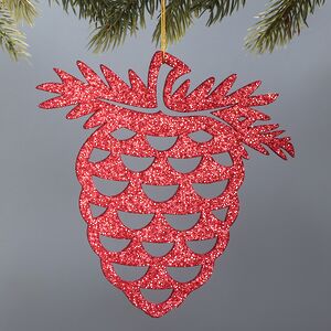 Деревянная елочная игрушка Шишка 15 см красная МанузинЪ фото 1