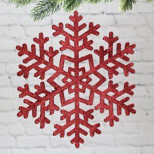 Игрушка для уличной елки Снежинка - Морозная Геометрия 25 см красная, дерево МанузинЪ фото 1