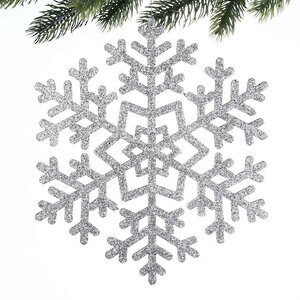 Игрушка для уличной елки Снежинка - Морозная Геометрия 25 см серебряная, дерево Winter Deco фото 1
