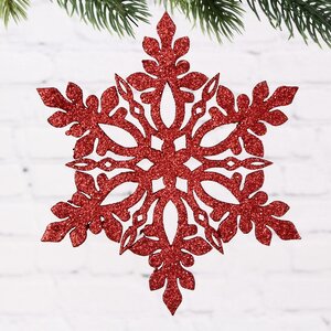 Игрушка для уличной елки Снежинка - Ледяной Кристалл 25 см красная, дерево МанузинЪ фото 1