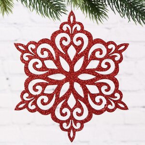 Игрушка для уличной елки Снежинка - Зимний Цветок 25 см красная, дерево МанузинЪ фото 1