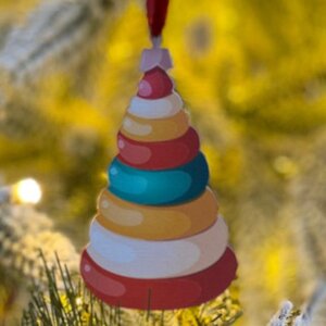Игрушка для уличной елки Пирамидка - Краски детства 20 см, дерево МанузинЪ фото 2