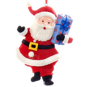Елочная игрушка Санта с Подарком - Рождественская Компания 13 см, подвеска Kurts Adler фото 1