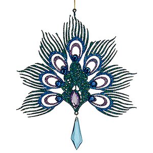 Елочное украшение Павлинье Перо 18 см синее, подвеска Kurts Adler фото 1
