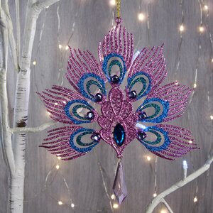 Елочное украшение Павлинье Перо 18 см фиолетовое, подвеска Kurts Adler фото 1
