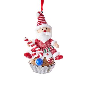 Елочная игрушка Санта Клаус - Christmas Cupcake 9 см, подвеска Kurts Adler фото 1