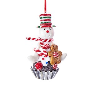 Елочная игрушка Снеговик - Christmas Cupcake 9 см, подвеска Kurts Adler фото 1