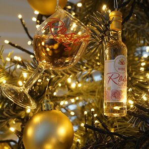 Набор стеклянных елочных игрушек Вино Rose - Cotes de Provence 10-11 см, 2 шт, подвеска Kurts Adler фото 2