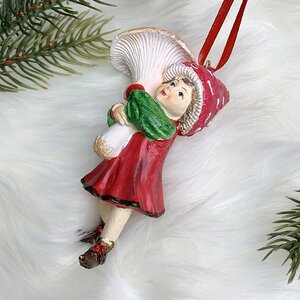 Елочная игрушка Девочка Лисса - Mushroom Elves 10 см, подвеска Goodwill фото 2