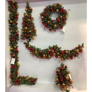 Искусственная настенная елка Dakota заснеженная 91 см, 50 теплых белых LED ламп на батарейках, ЛЕСКА + ПВХ National Tree Company фото 5