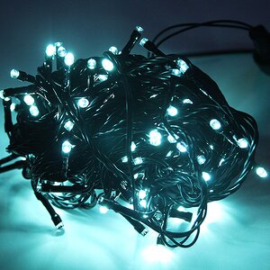 Светодиодная гирлянда Кристалл 120 аквамариновых LED ламп 12 м, зеленый ПВХ, соединяемая, IP44 Snowhouse фото 1