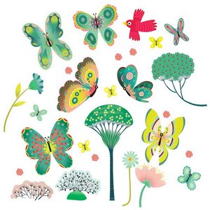 Детские многоразовые наклейки на окна Бабочки в саду, 51 шт Djeco фото 1