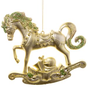Елочная игрушка Игривая Лошадка 10 см состаренное золото, подвеска Царь Елка фото 3