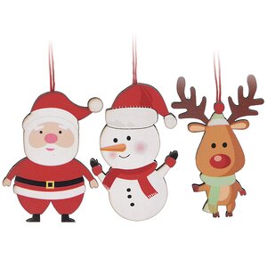 Набор деревянных елочных игрушек Санта и Его Друзья 8.5 см, 3 шт, подвеска Koopman фото 1