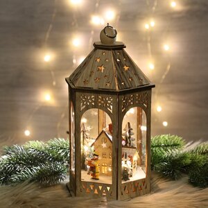 Новогодний светильник Фонарик - Праздничный Коттедж 29 см на батарейках, 10 LED ламп Koopman фото 2