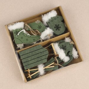 Набор елочных игрушек из фетра Зимние Забавы, 10 шт, оливковый, подвеска Koopman фото 5