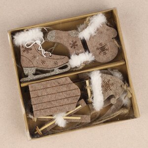 Набор елочных игрушек из фетра Зимние Забавы, 10 шт, коричневый, подвеска Koopman фото 5