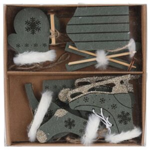 Набор елочных игрушек из фетра Зимние Забавы, 10 шт, оливковый, подвеска Koopman фото 1