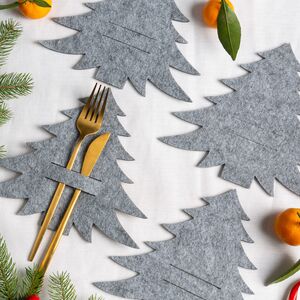 Набор конвертов для столовых приборов Елочка, 4 шт, серый Koopman фото 3