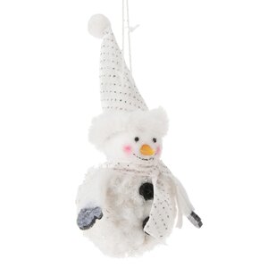 Елочная игрушка Снеговичок Ларри в белом 13 см, подвеска Koopman фото 1