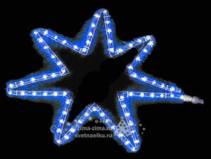 Звезда семиконечная, уличная, дюралайт 45*45см, синяя, IP44 Торг Хаус фото 1