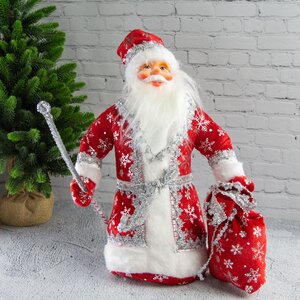 Фигура Дед Мороз - Добрый волшебник в красном кафтане 40 см