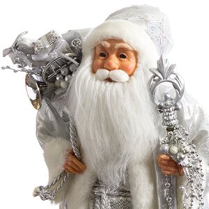 Дед Мороз в серебряной шубе и с подарками 46 см Holiday Classics фото 3