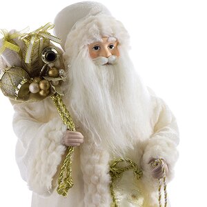 Дед Мороз в кремовой шубе с посохом и подарками 51 см Holiday Classics фото 2